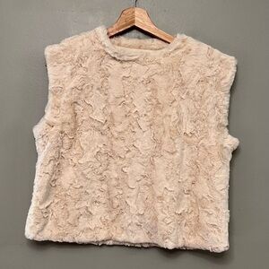NWT Maeve Anthropologie Faux Fur Muscle Tank Tan Size Medium